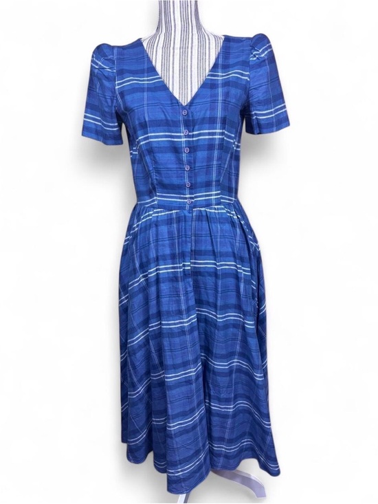Diane Von Furstenberg Dresses & Skirts - Diane Von Furstenburg  1970s vintage 100% multi tone blue cotton plaid midi dres